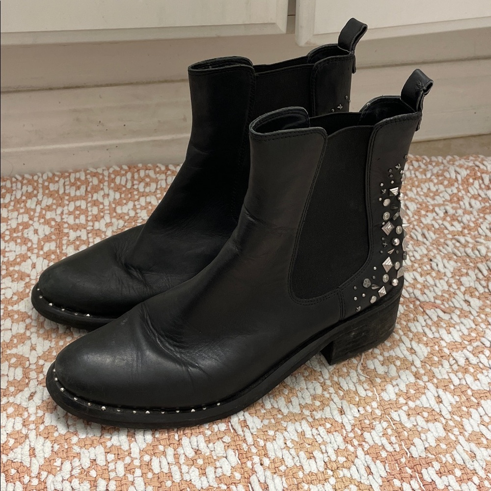 Sam Edelman Black Ankle Boots with Silver Studs